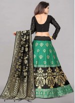 Black and Rama Jacquard Work Banarasi Silk Trendy Lehenga Choli
