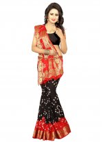 Black and Red Art Silk Festival Traditional Designer Saree