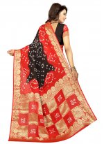 Black and Red Art Silk Festival Traditional Designer Saree