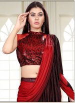 Black and Red Color Shaded Saree