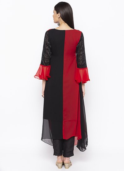 Black and Red Festival Party Wear Kurti