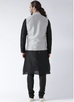 Black and Silver Color Kurta Payjama With Jacket
