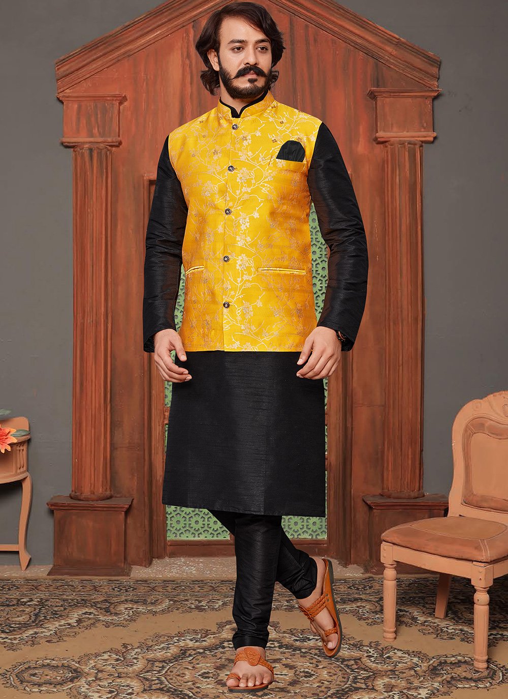 Yellow and black kurta pajama new arrivals