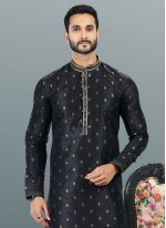 Black Banarasi Silk Fancy Kurta Pyjama