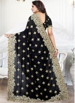 Black Embroidered Festival Traditional Saree
