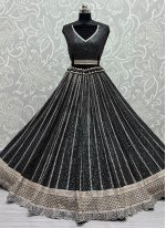 Black Embroidered Net Lehenga Choli