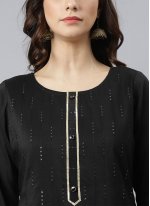 Black Embroidered Poly Silk Readymade Salwar Suit