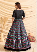 Black Fancy Tafeta Silk Designer Gown