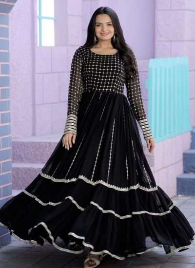 Black Georgette Readymade Trendy Gown 