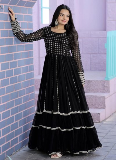 Black Georgette Readymade Trendy Gown 