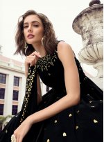 Black Machine Embroidery  Trendy Gown