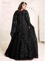Black Net Embroidered Floor Length Anarkali Suit
