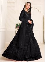 Black Net Embroidered Floor Length Anarkali Suit