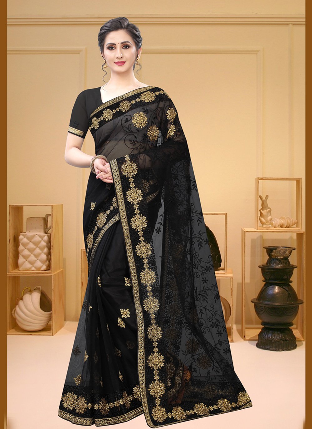 Black - Cutdana Work - Sarees Collection with Latest and Trendy Designs at  Utsav Fashions