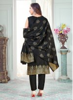 Black Reception Art Banarasi Silk Pant Style Suit