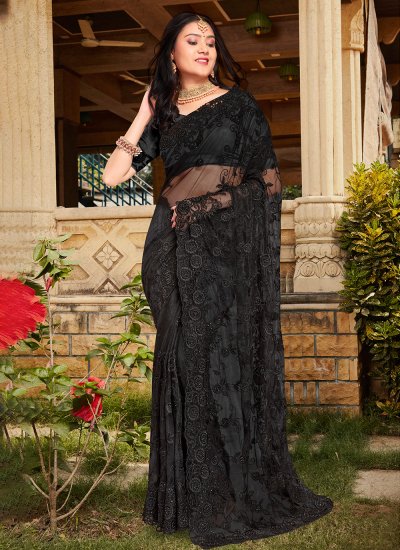 Black Resham Trendy Saree