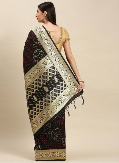
                            Black Sangeet Banarasi Silk Designer Traditional Saree