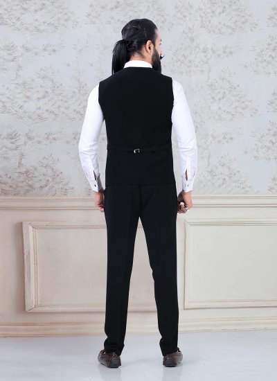 Black Velvet Buttons Tuxedo Suit