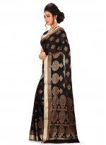 Black Weaving Banarasi Silk Trendy Saree