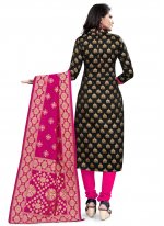 Black Weaving Churidar Designer Suit