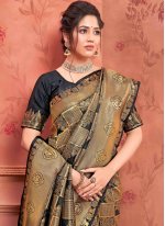 Black Weaving Jacquard Silk Designer Traditional Saree