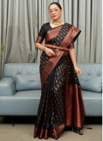 Black Weaving Wedding Trendy Saree