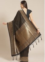 Black Woven Silk Designer Saree