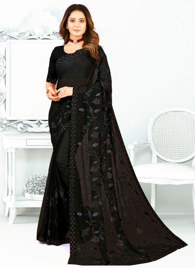 Black Zari Silk Contemporary Saree
