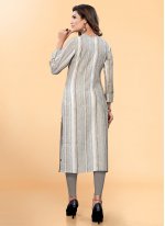 Blended Cotton Embroidered Beige Party Wear Kurti