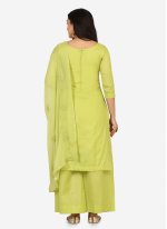 Blended Cotton Green Designer Palazzo Suit