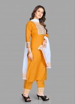 Blended Cotton Mustard Pant Style Suit