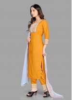 Blended Cotton Mustard Pant Style Suit