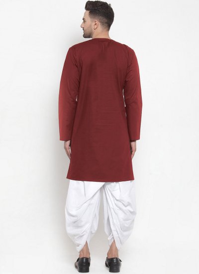 Blended Cotton Plain Maroon Indo Western