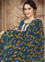 Blissful Abstract Print Faux Georgette Multi Colour Casual Saree