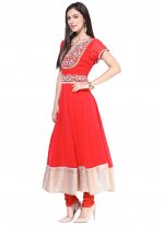 Blissful Embroidered Red Anarkali Suit 