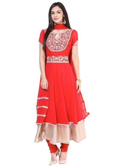 Blissful Embroidered Red Anarkali Suit 