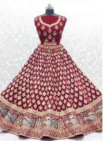 Blissful Maroon Lace Designer Lehenga Choli