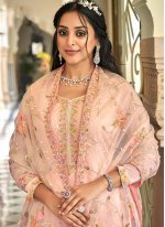 Blissful Pink Faux Georgette Pant Style Suit