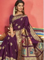 Blissful Purple Festival Designer Traditional Saree