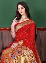 Blissful Red Trendy Saree