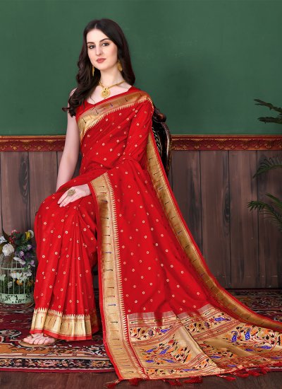 Blissful Red Trendy Saree