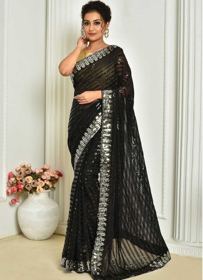 Blooming Embroidered Georgette Classic Designer Saree