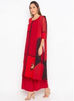 Blooming Red Embroidered Pakistani Straight Suit
