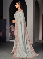 Blooming Satin Silk Embroidered Saree
