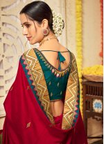 Blooming Vichitra Silk Patch Border Classic Designer Saree