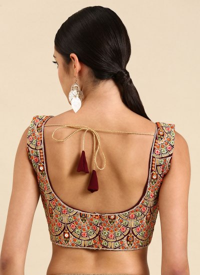 Blouse Embroidered Georgette in Multi Colour