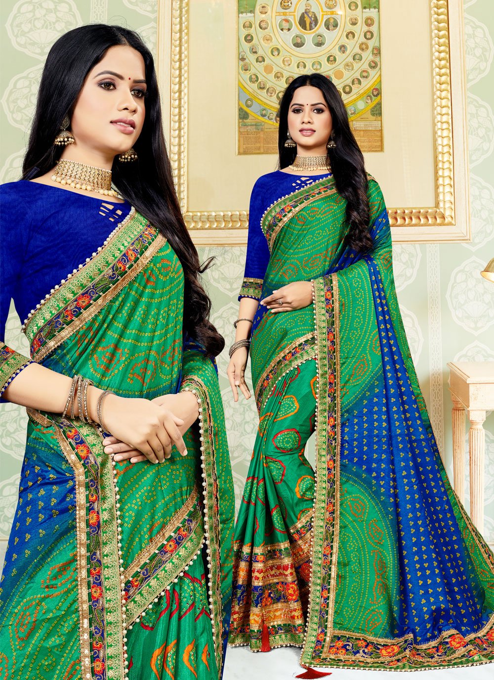 Green Pure GajiSilk Bandhani Saree - Bandhani - Bandhani - Kutch