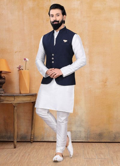 Buy Cream and Multi Colour Mehndi Banarasi Silk Kurta Payjama With Jacket  Online : 266792 -