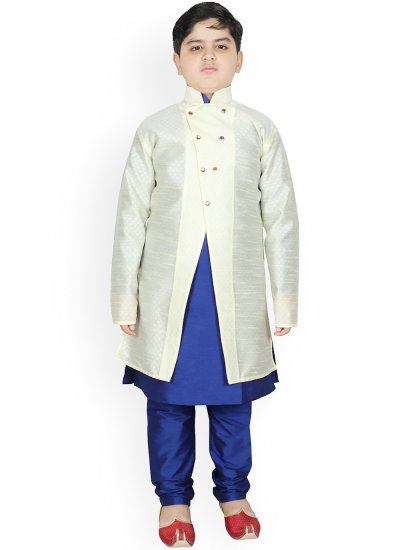 Blue and Off White Mehndi Jacket Style