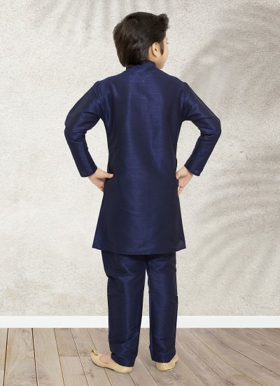 
                            Blue Art Banarasi Silk Kurta Pyjama